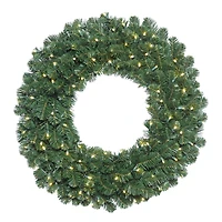 36" Warm White LED Oregon Fir Double Door Wreath Halves