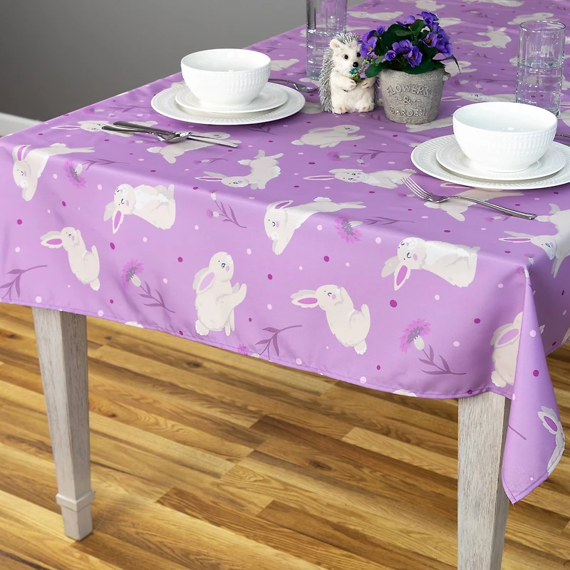 70" Purple Easter Bunny Rectangular Tablecloth