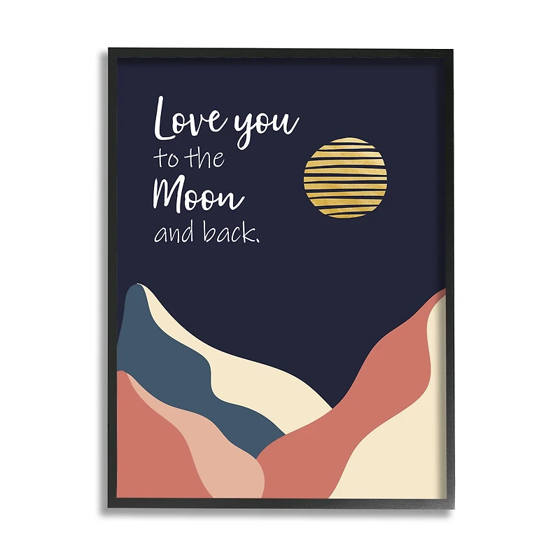 Stupell Industries Love You to Moon Phrase Night Sky Mountains in Frame Wall Art