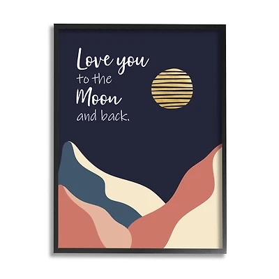 Stupell Industries Love You to Moon Phrase Night Sky Mountains in Frame Wall Art