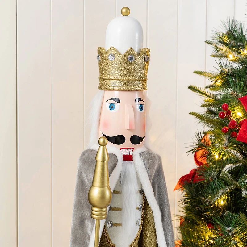Glitzhome® 42"H Wooden Christmas Gold Dressed King Nutcracker
