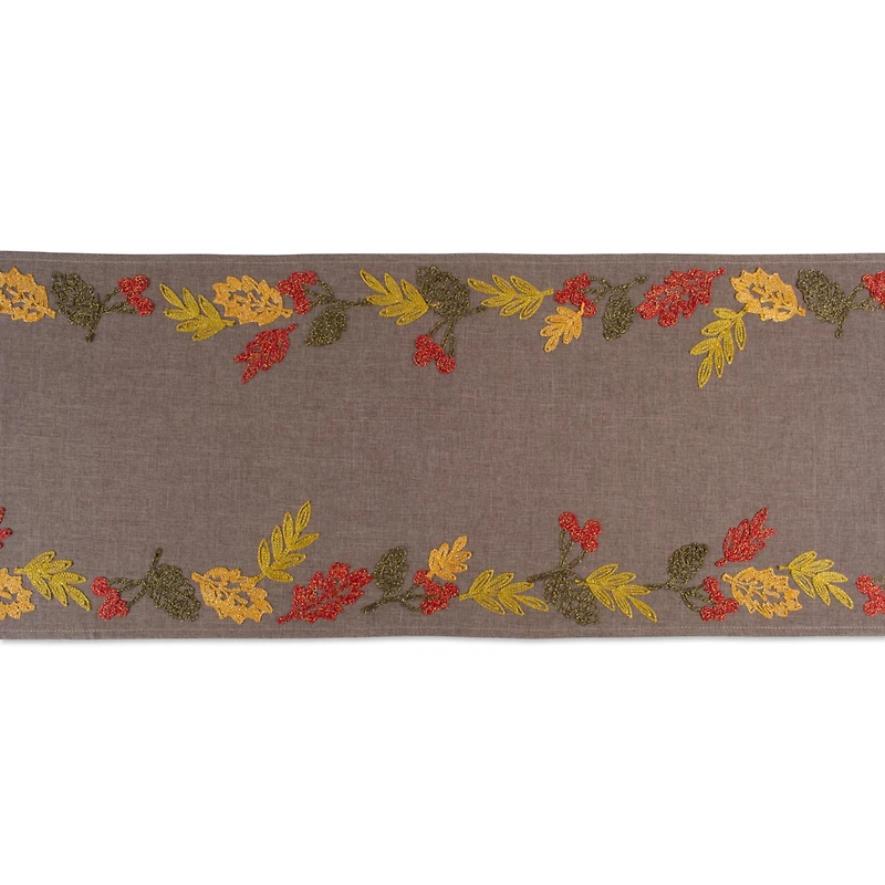 DII® 108" Shimmering Leaves Embroidered Table Runner