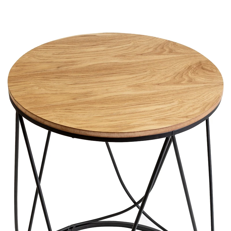 Honey Can Do 24" Round Side Table with Natural Top