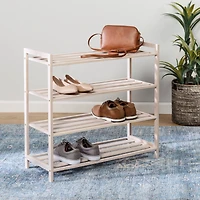 Honey Can Do White Wash 4-Tier Bamboo Shoe Rack