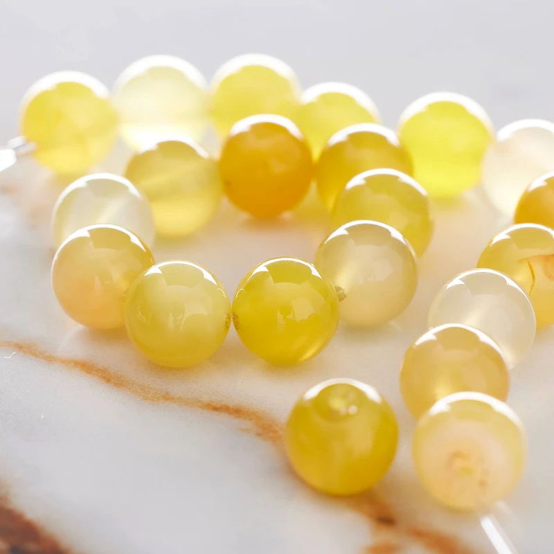 Yellow Agate Round Beads, 8mm by Bead Landing™