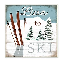 Stupell Industries Live To Ski Rustic Snow Sports Rustic Cabin,12" x 12"