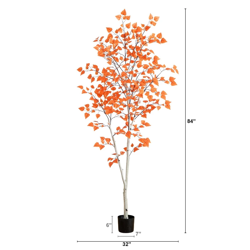 7ft. Autumn Paper Birch Artificial Fall Tree