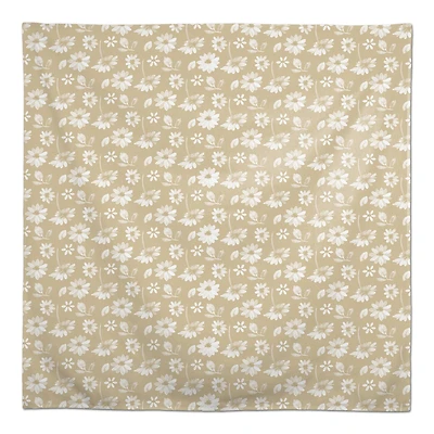 5ft. Tan & White Floral Tablecloth
