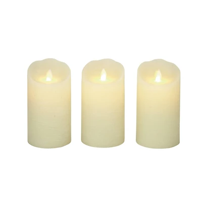 6" Beige Wax Flameless Candles, 3ct.