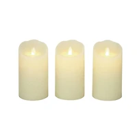 6" Beige Wax Flameless Candles, 3ct.