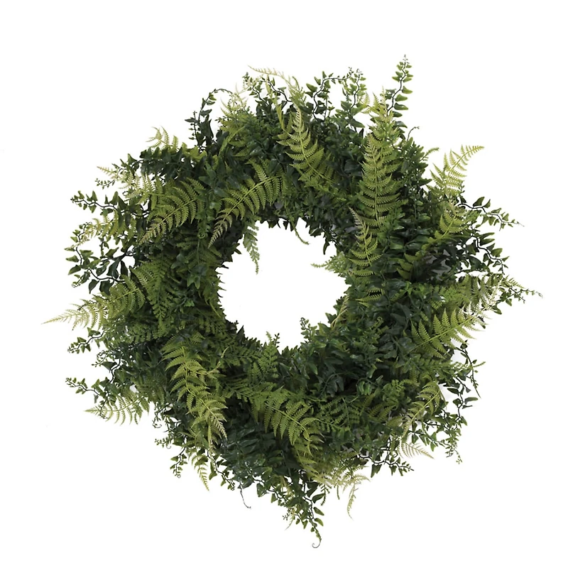 24" Green Buckler Fern & Grass Wreath