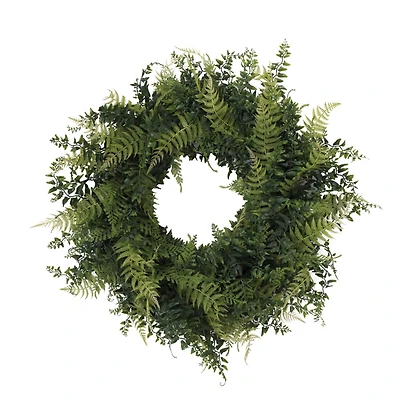 24" Green Buckler Fern & Grass Wreath