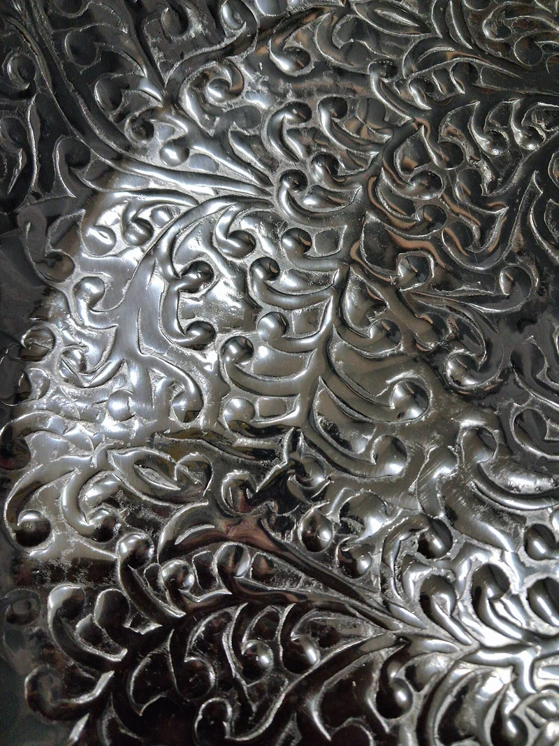 13" Silver Etched Round Metal Tray by Ashland®