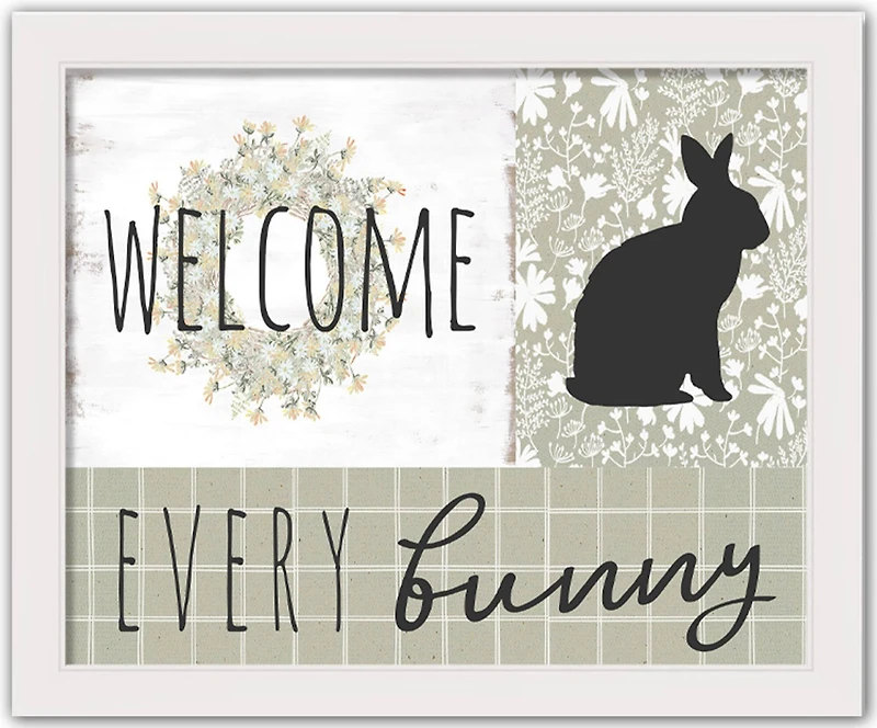 Every Bunny Collage 4 16" x 20" White Framed Print Under Plexiglass