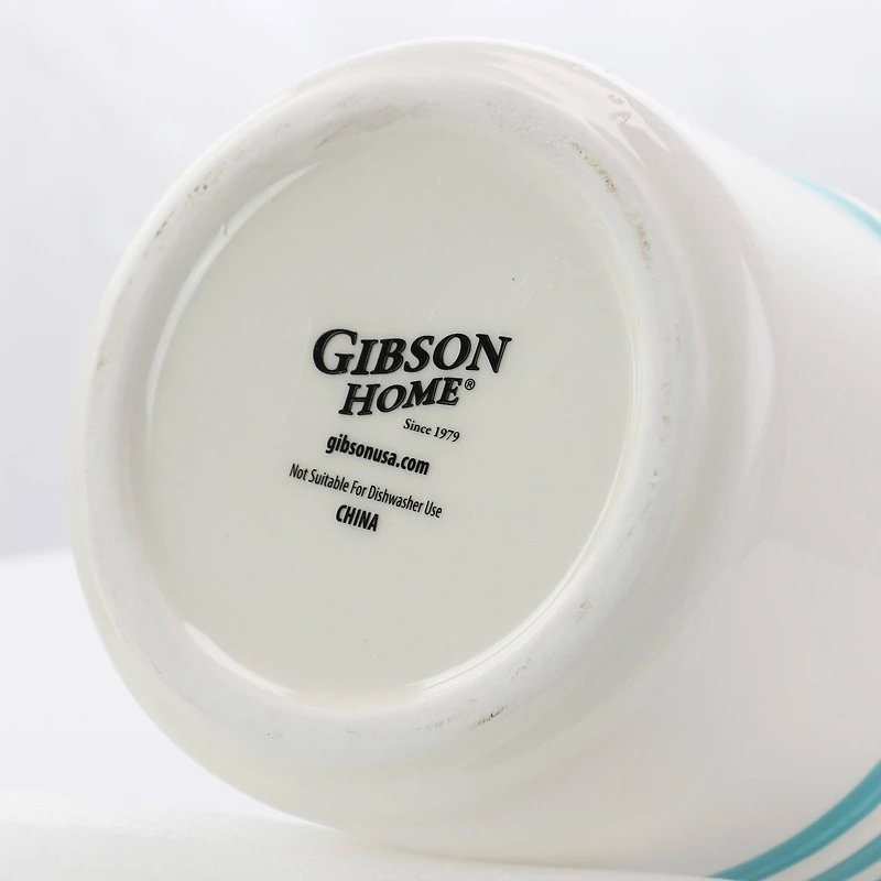 Gibson General Store Hollydale 3 Piece Canister Set in White & Teal Band