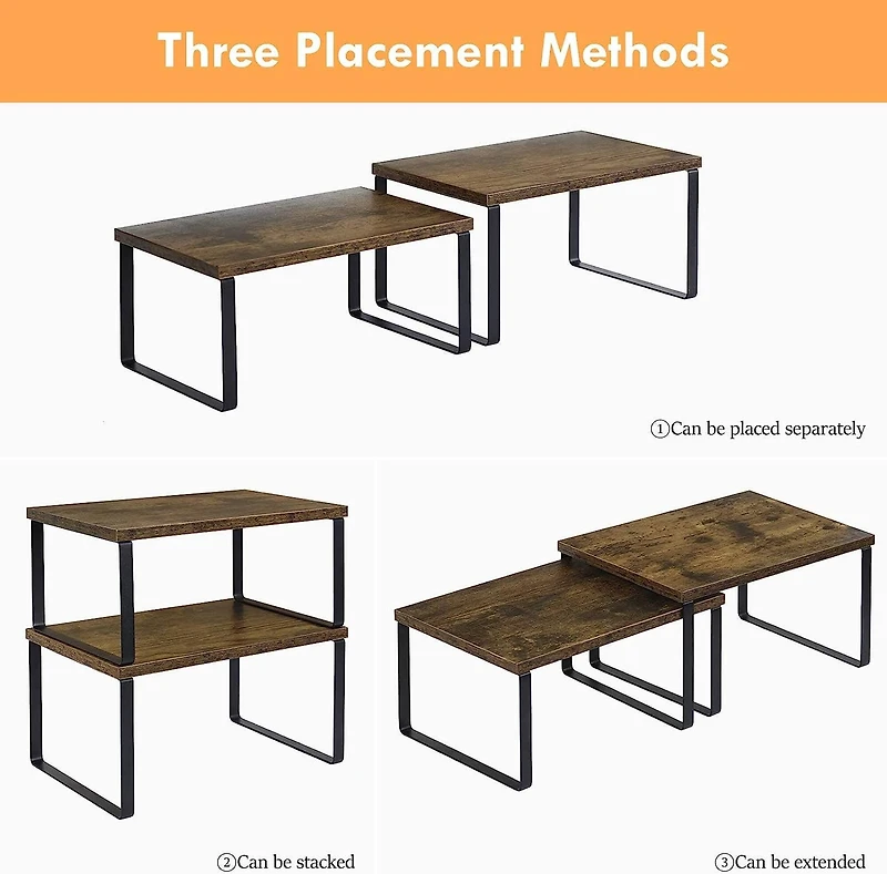 NEX™ 12" Rustic Brown & Black 3-Tier Kitchen Cabinet Organizer Sets, 2ct.