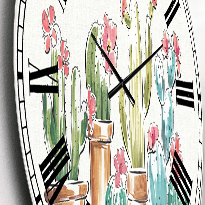 Designart 'Desert Botanical Bloom Iii Farmhouse Wall Clock