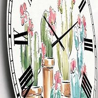 Designart 'Desert Botanical Bloom Iii Farmhouse Wall Clock