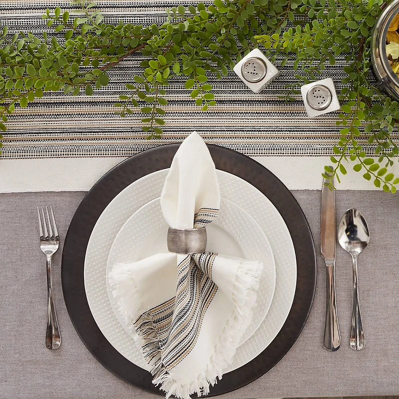 DII® 20" x 20" Fringed Striped Napkins
