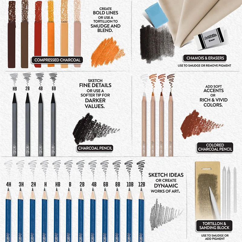 ArtSkills® Premium Sketch Kit With Pencils & Charcoal