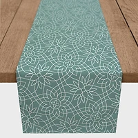 Teal Floral Poly Twill Table Runner