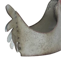16" Gray Metal Farmhouse Chicken Planter