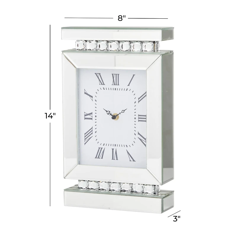 Silver MDF Glam Clock, 14" x 8" x 3"