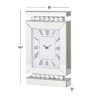 Silver MDF Glam Clock, 14" x 8" x 3"