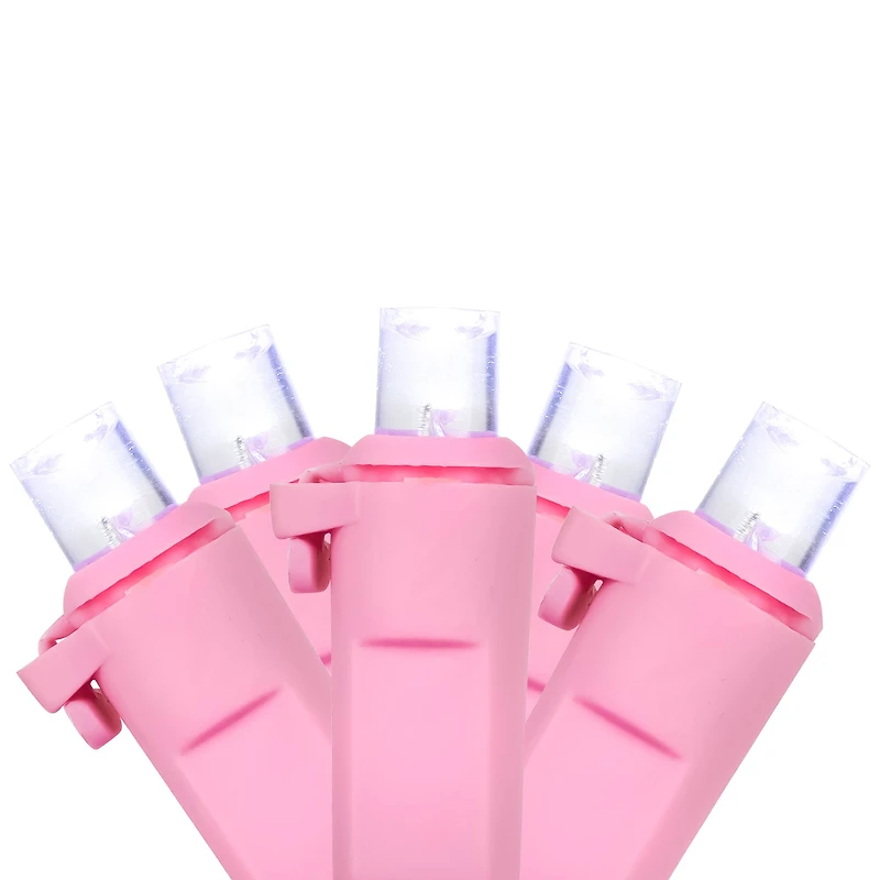 100ct Pure White LED Wide Angle Valentine's Day Lights 33ft Pink Wire