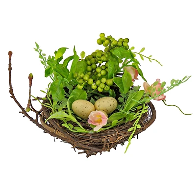 6" Bird's Nest & Berries Table Décor