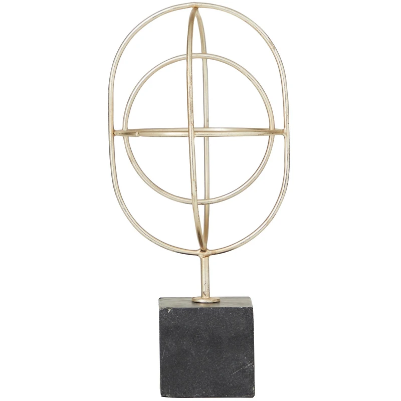 CosmoLiving by Cosmopolitan Gold Marble Contemporary Sculpture, 13" x 6" x 6"