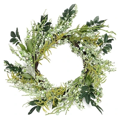 12" Spring Green Mixed Leaves Wreath