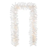 Glitzhome® 9ft. Pre-Lit White Pine Christmas Garland with LED Lights and Timer