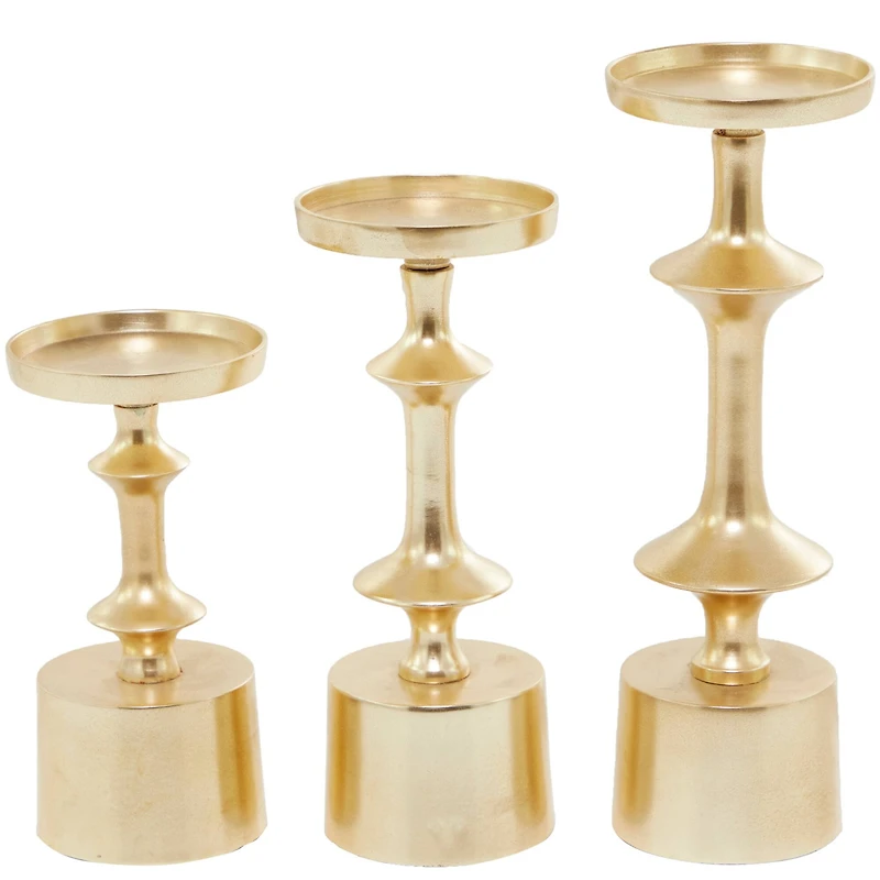 CosmoLiving by Cosmopolitan Gold Aluminum Pillar Candle Holder Set