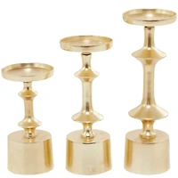 CosmoLiving by Cosmopolitan Gold Aluminum Pillar Candle Holder Set