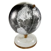 7" Black Marble & Metal Modern Globe