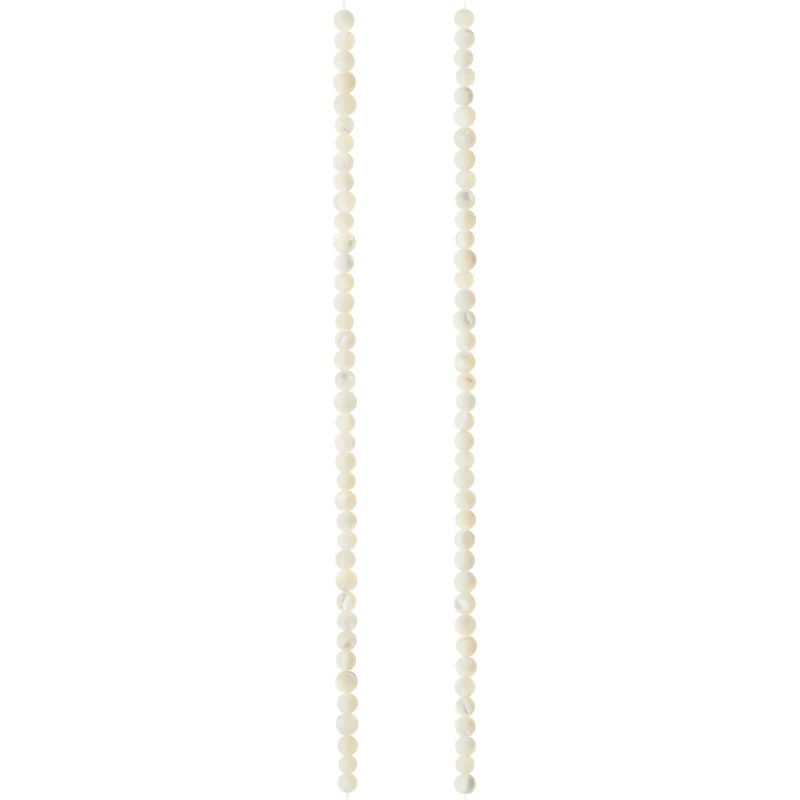 12 Pack:  White Mother of Pearl Round Beads, 4mm by Bead Landing™
