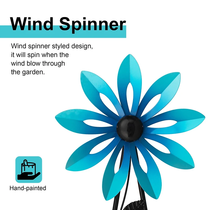 Glitzhome® 44" Metal Flower Wind Spinner Garden Stake