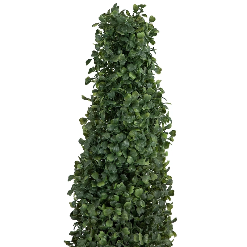 4ft. Unlit Artificial Two-Tone Boxwood Pyramid Topiary Tree with Round Pot