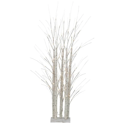 4ft. Pre-Lit White Birch Twig Tree Cluster Christmas Decoration, Warm White LED Lights