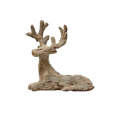 Hello Honey® 9.75" Snow Finish Plastic & Bark Lying Deer
