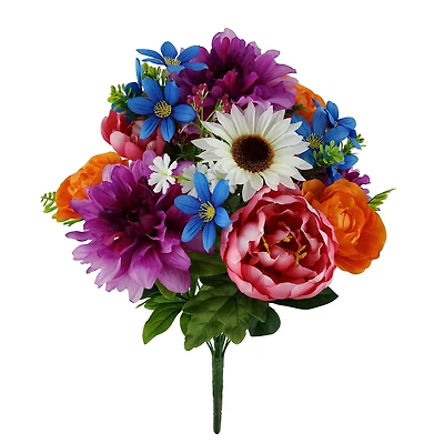 20.5" Purple & Pink Dahlia, Peony & Sunflower Bush by Ashland®