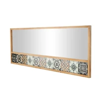 67" x 26" Brown Wood Wall Mirror with Mosaic Edge