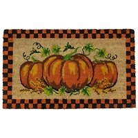 Orange & Black Checkered Fall Harvest Pumpkin Doormat