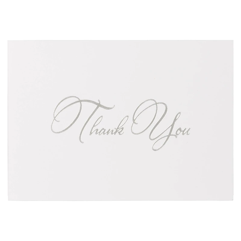 JAM Paper Thank You Card Set with Silver Script