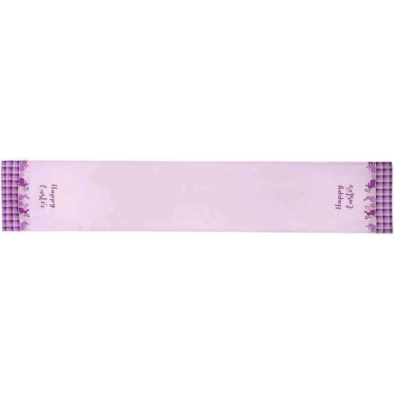 72" Pastel Purple Happy Easter Plaid Table Runner