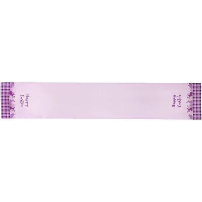 72" Pastel Purple Happy Easter Plaid Table Runner