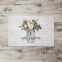 Welcome Jar of Flowers Floor Mat