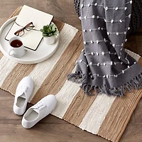 DII® Stone & White Stripe Rag Rug, 2ft. x 3ft.