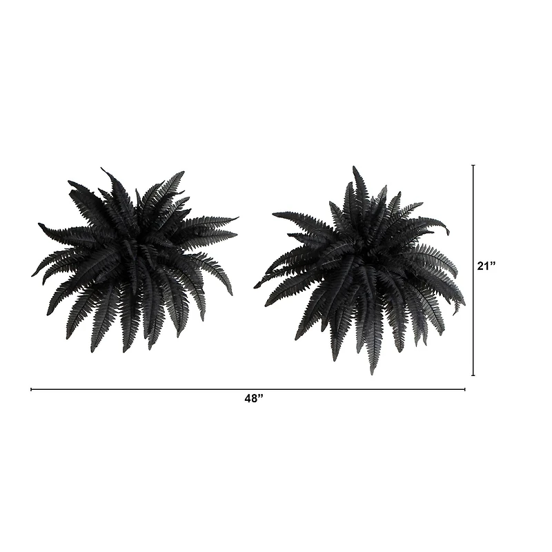 40in. Artificial Halloween Black Boston Fern - Set of 2